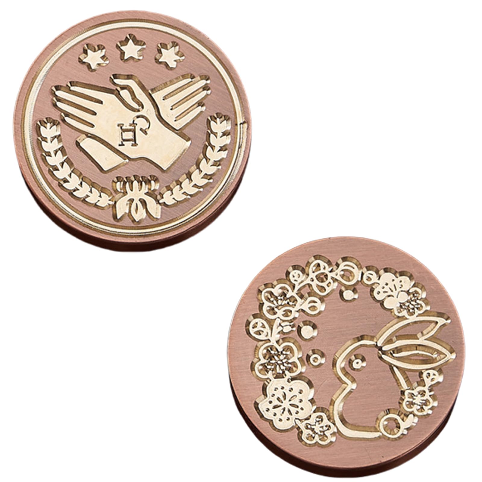 Nucelit 2Pieces Vintage Sealing Stamp Head for Wedding Invitations Envelope Scrapbooking Embossed Sealing Stamp Replacements Stamping Head