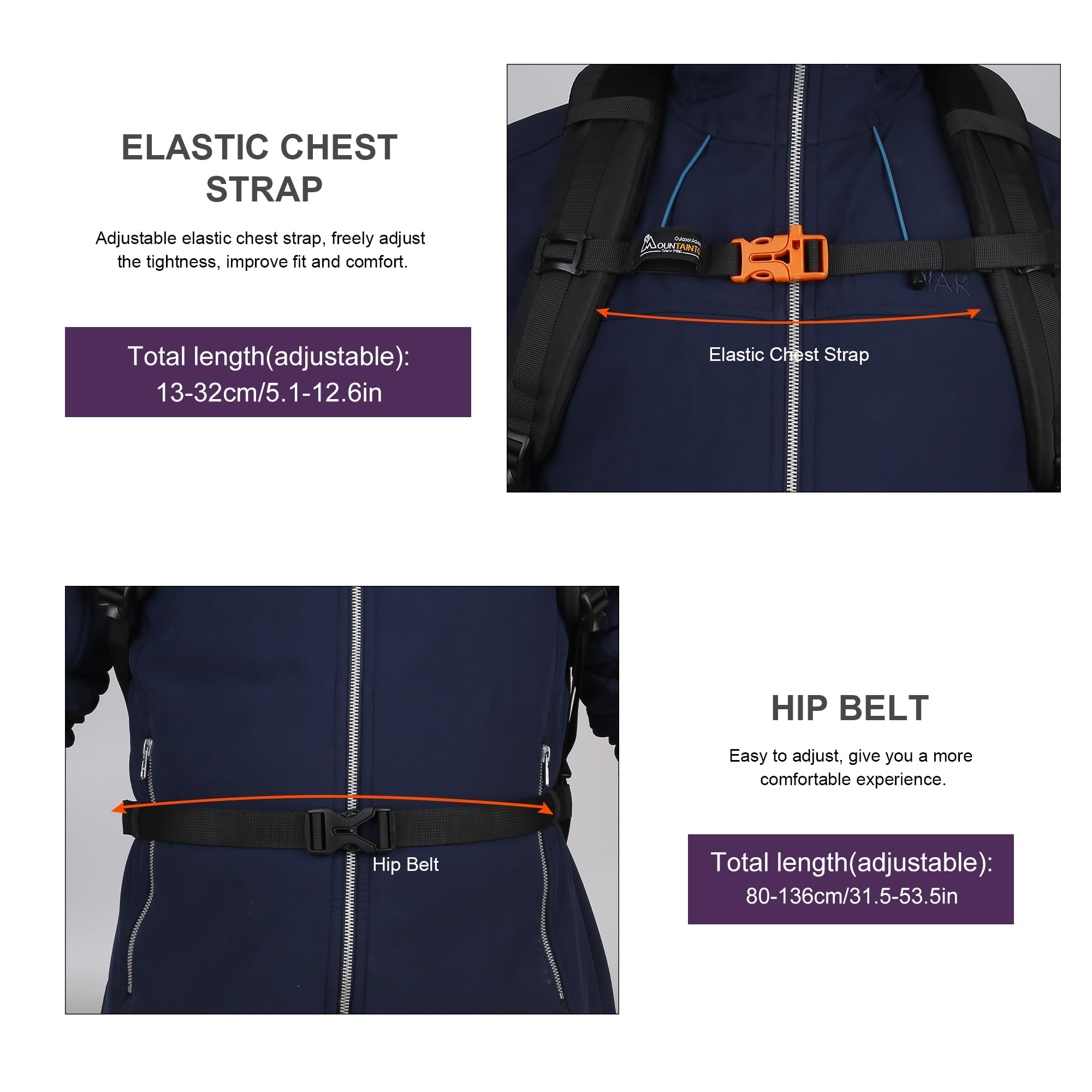Mountaintop Sac à dos de trekking 25 l/30 l pour homme et femme avec housse de pluie pour la randonnée, 25 l - Violet, 25L, Pour l'extérieur