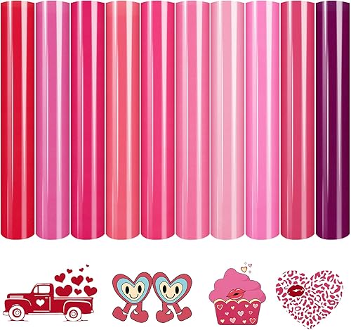 Tintnut Vinilo de transferencia de calor HTV rosa 10 hojas de 12 x 10 pulgadas vinilo HTV rosa intenso vinilo para planchar para camisetas