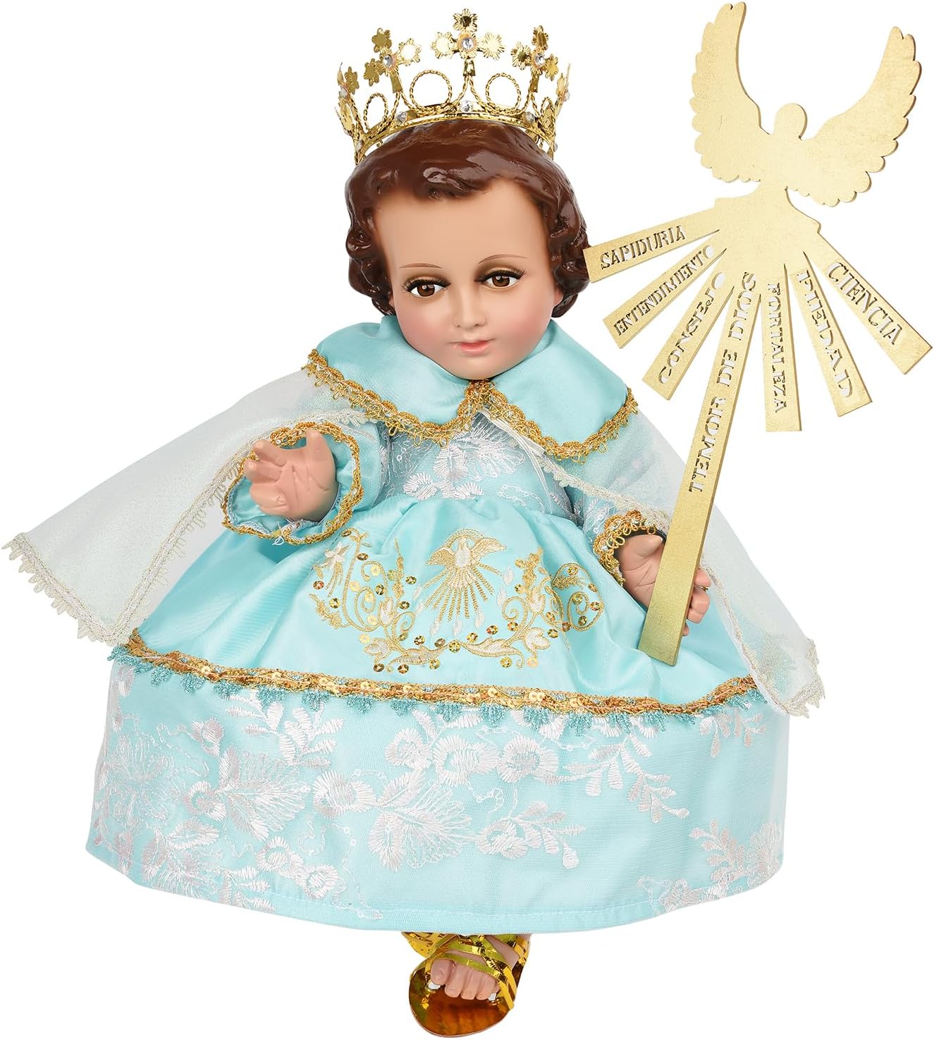 A&C Quinceañeras and More Nino Dios Outfit 7 Dones, Trajecito Nino Dios de los 7 Dones Baby Jesus Out and Accessories (40 CM)