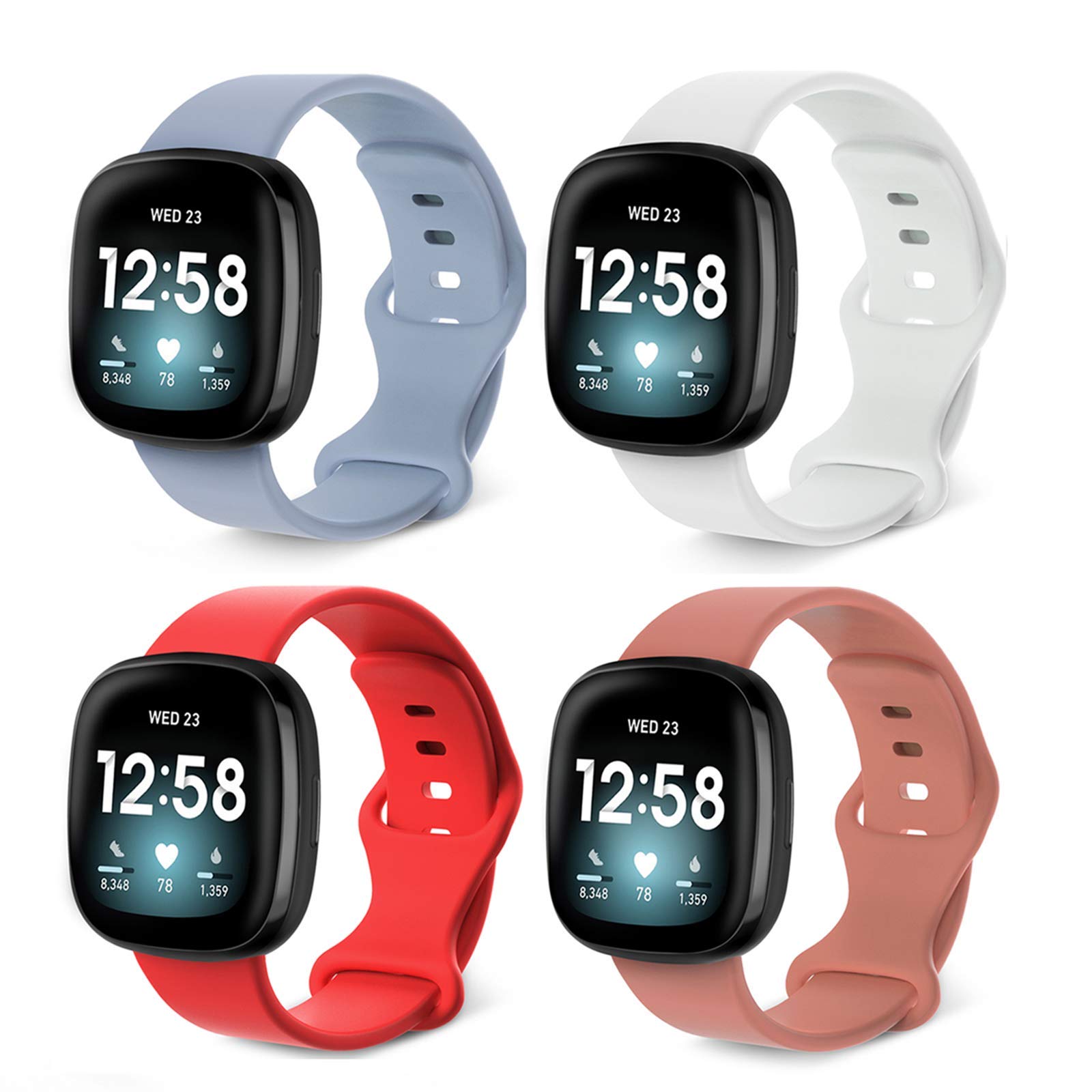 Ersatzarmband Für Fitbit Versa 3/4, Sense – Gewebtes Nylonband, Verstellbar | Weiß/Grau, Einfach Zu Wechseln