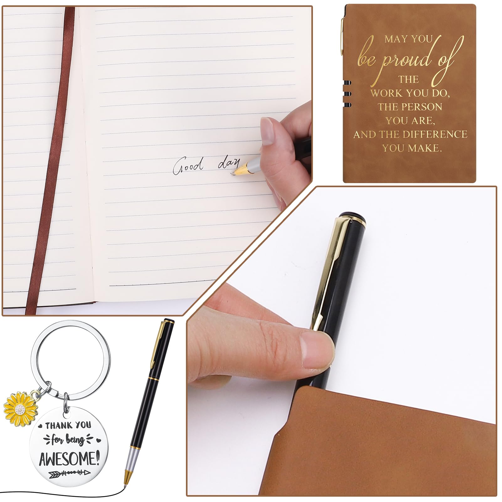 Thank You Gifts Leaving Gifts for Colleagues A5 Notebook Journal Inspirational Notebook A5 and Pen and Keyring - Image 4