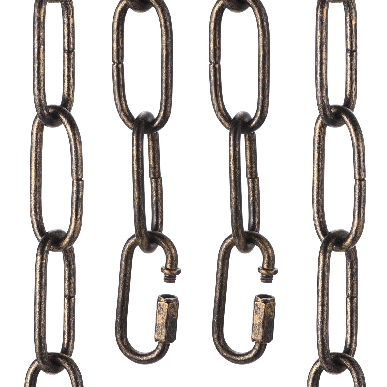 sourcing map 1ft Lighting Hanging Chain, 4mm/0.16" Looping Metal Pendant Chandelier Chain Extension with 2 Quick Link Lock for Hanging Plant Pendant Chandelier Light Fixture, Golden