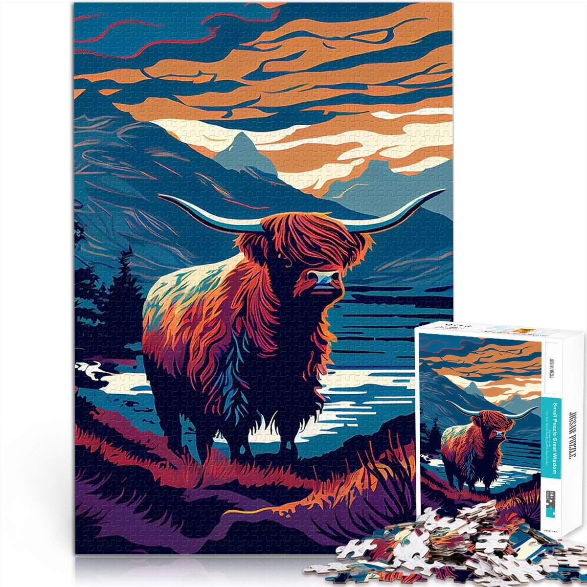 Vaches des Highlands écossaises Puzzles de 2000 pièces pour Adolescents Jeu de Quiz est idéal comme Cadeau pour Toute la Famille 70x100cm