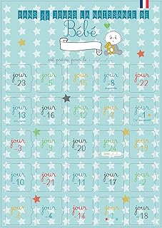 Calendrier de l’Avant Naissance | 25 Astuces Futurs Parents | Grande Carte A3 Illustrée | Sans Chocolat | Cadeau Grossesse & Baby Shower | Avec Chevalet Carton Adhésif