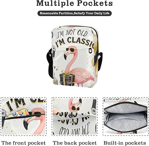 Miniatura 2 de 60s Birthday Vintage Style Flamingo messenger bag for women crossbody Crossbody Bags For Women Womens Cross Body Purse Shoulder Handbag Adjustable