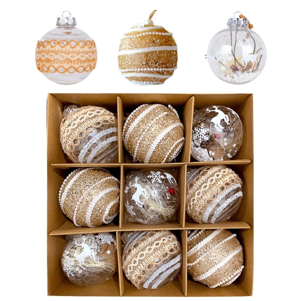 Set de Bolas de Navidad Bolas de Navidad 9 Piezas De Adornos De Bolas De Navidad De 8 Cm/3,14 Pulgadas, Decoraciones De Bolas De Navidad Bolas Colgantes De Plástico Inastillables Bolas para Arbol de N