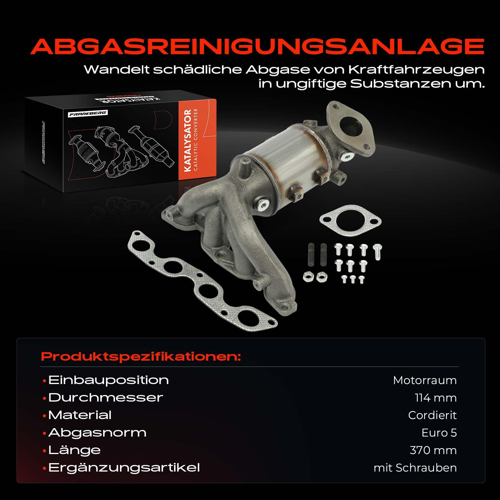 Frankberg Katalysator Benzin Kompatibel mit i20 PB PBT 1.2 2012-2014 Rio III UB 1.2 2011-2014 Replace# 2851003260