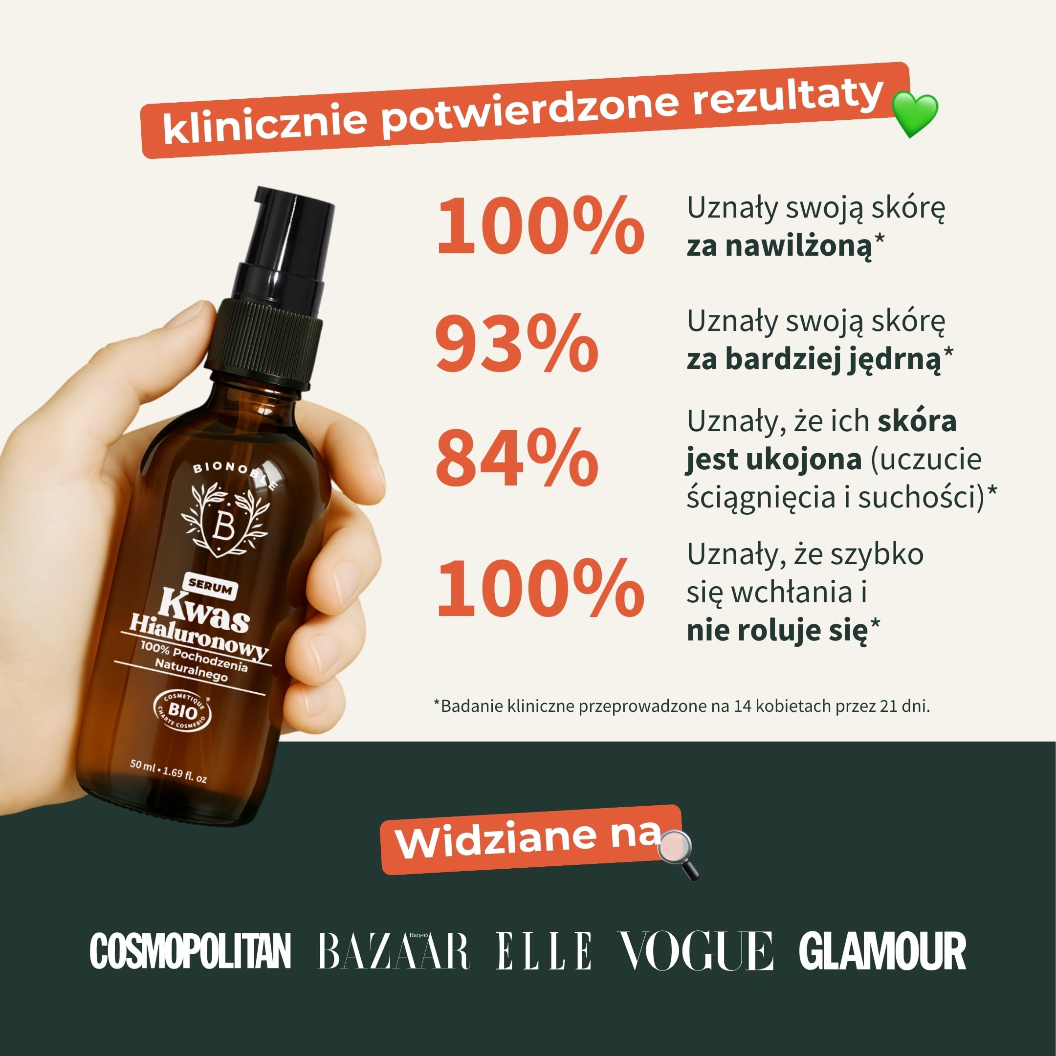 BIONOBLE Serum do Twarzy z Kwasem Hialuronowym Certyfikowane Bio - Nawilżająca Pielęgnacja Przeciwstarzeniowa z Aloesem - Szklana Butelka z Pompka - Wyprodukowano we Francji - 100ml