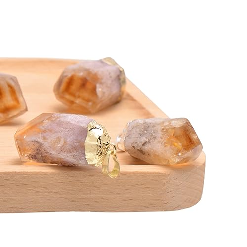 Miniatura 3 de Paialco 1.0"  1.5" Natural Citrine Charm Rough Stone Crystal Point Pendant Necklace, Yellow Tone
