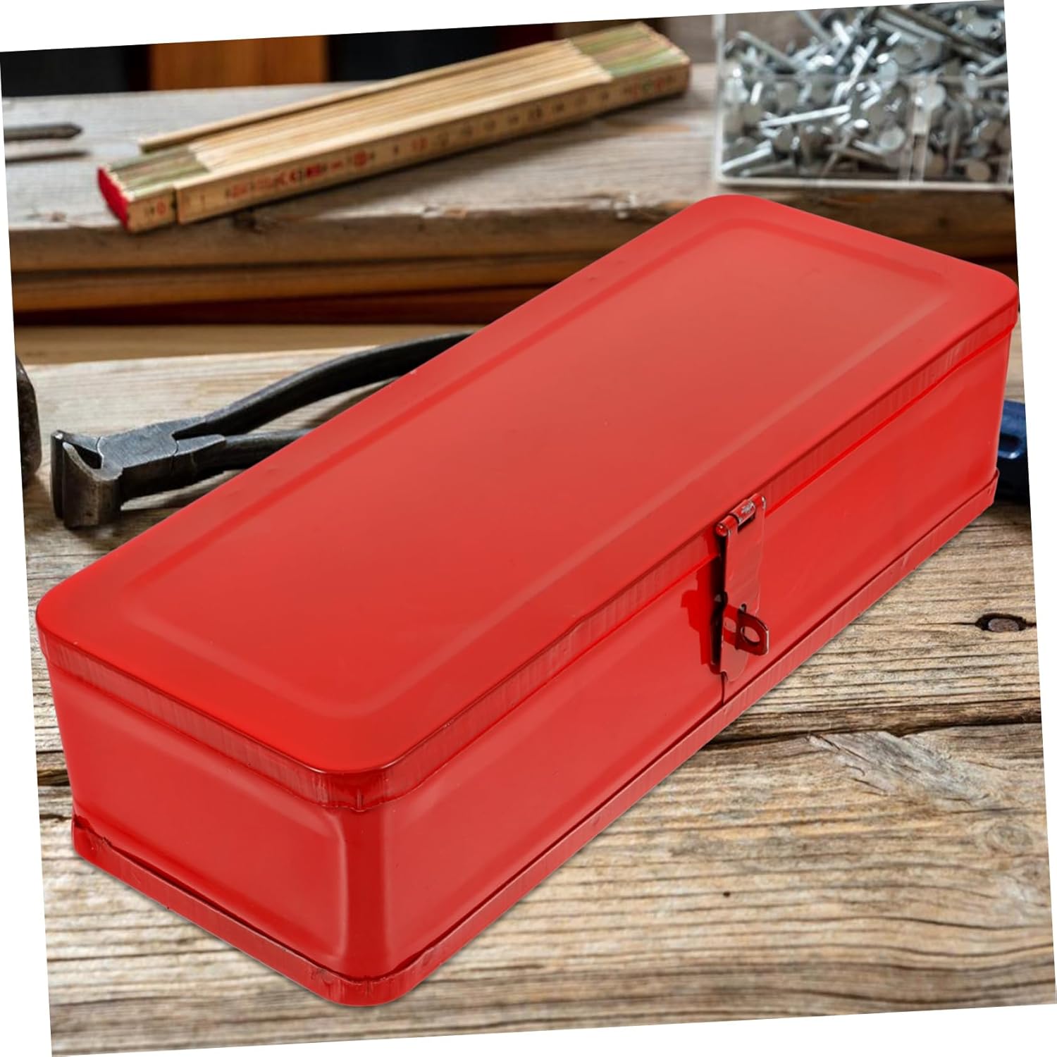 DOITOOL Thickened Metal Tool Box 13.38X5.11X3.14In Portable Large Capacity Steel Toolbox Organizer for Car Mechanic Tools Storage