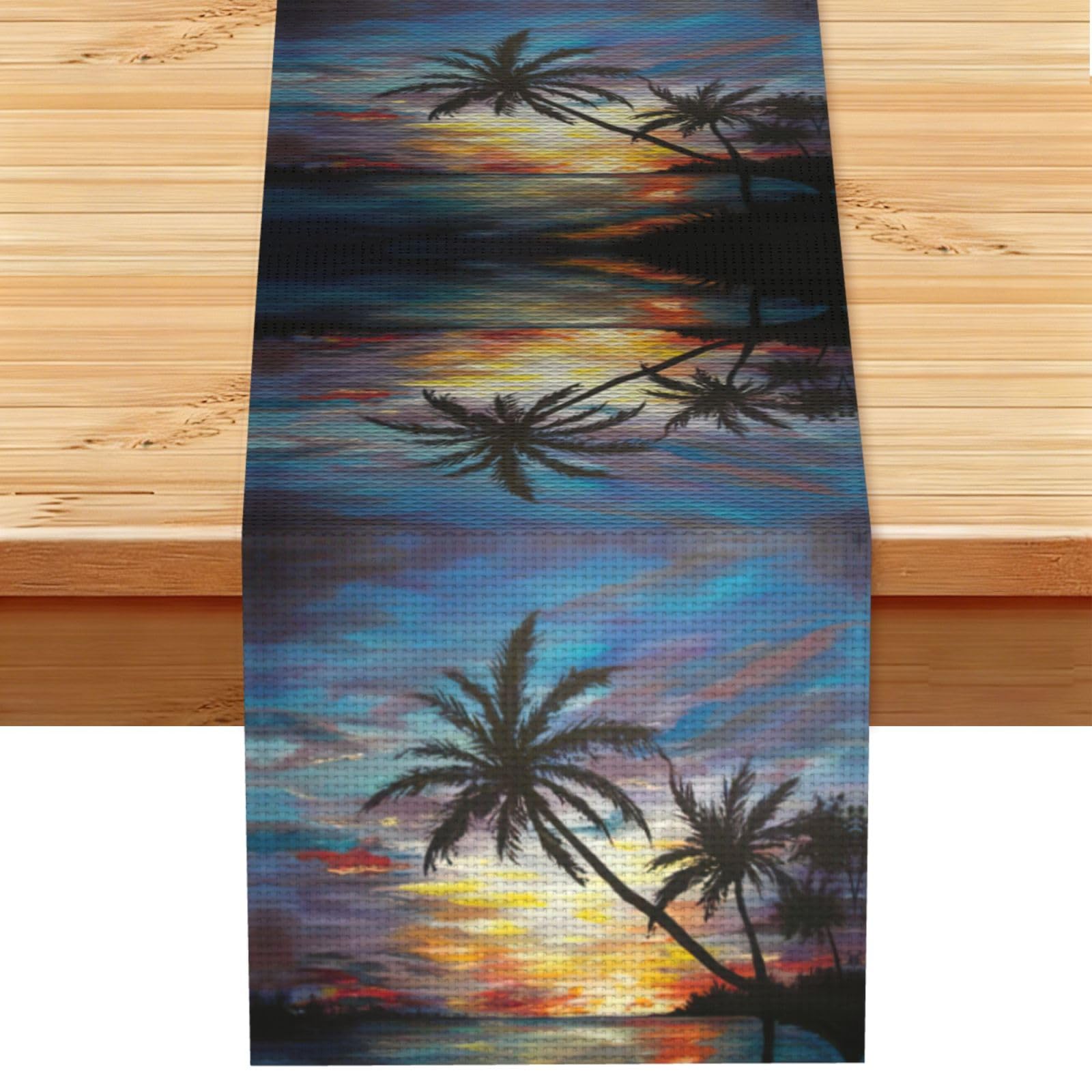Tropical Sunset Stylish Printed Table Cloth, Decorative Table Runner 13x72in for Home, Party and Banquet Home Decor