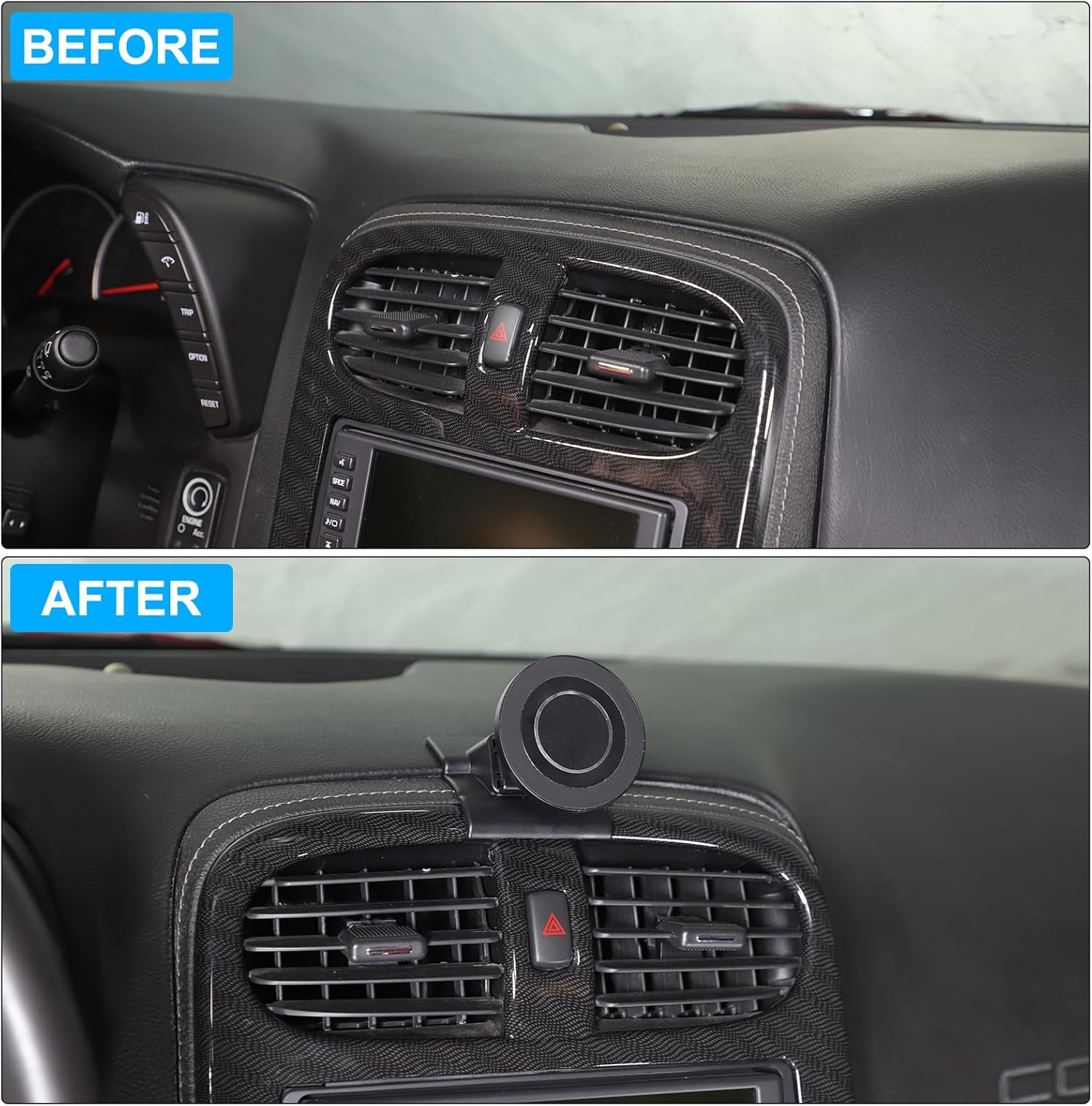 Phone Holder for Chevy Corvette C6 2005-2013 Accessories, Adjustable Cell-Phone Holder Support Bracket, Dashboard Phone Mount Dash Clip, Center Console Smartphone Stand Clamp, Car Cradle (Type E)