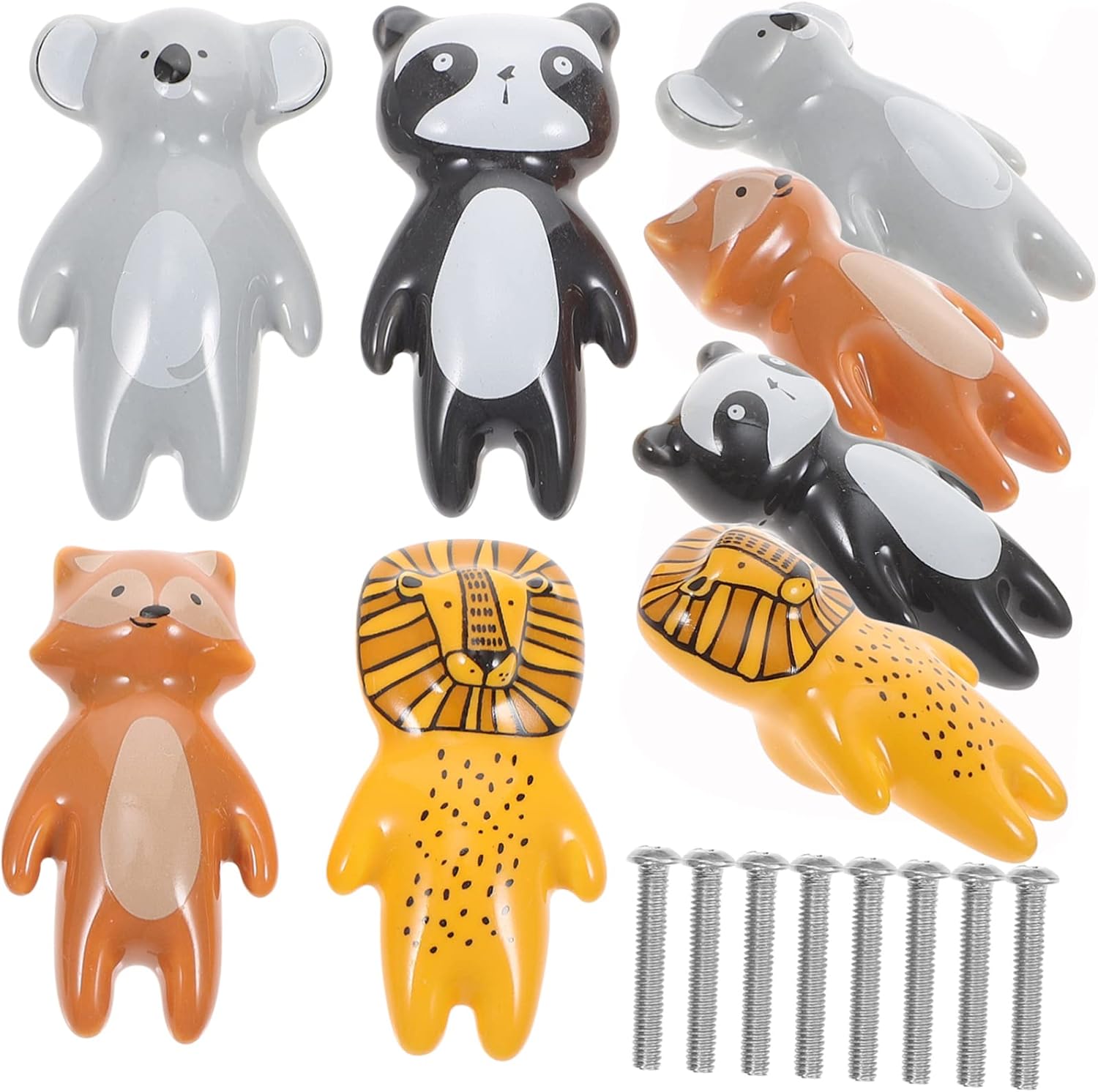 8 Piece Animal Ceramic Drawer Knobs for Boys and Girls Room Furniture