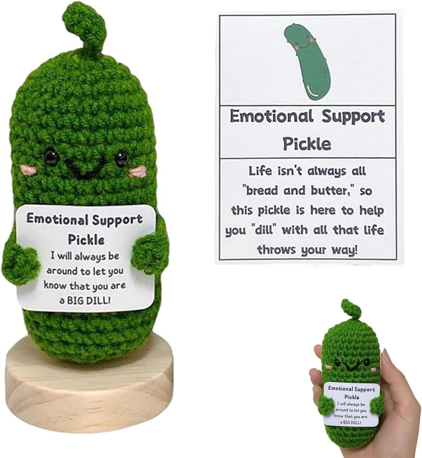 CERAVI Handmade Emotional Support Pickle - Lustige Gehäkelte Gurke & Avocado Als Kuscheliger Stress-Buddy