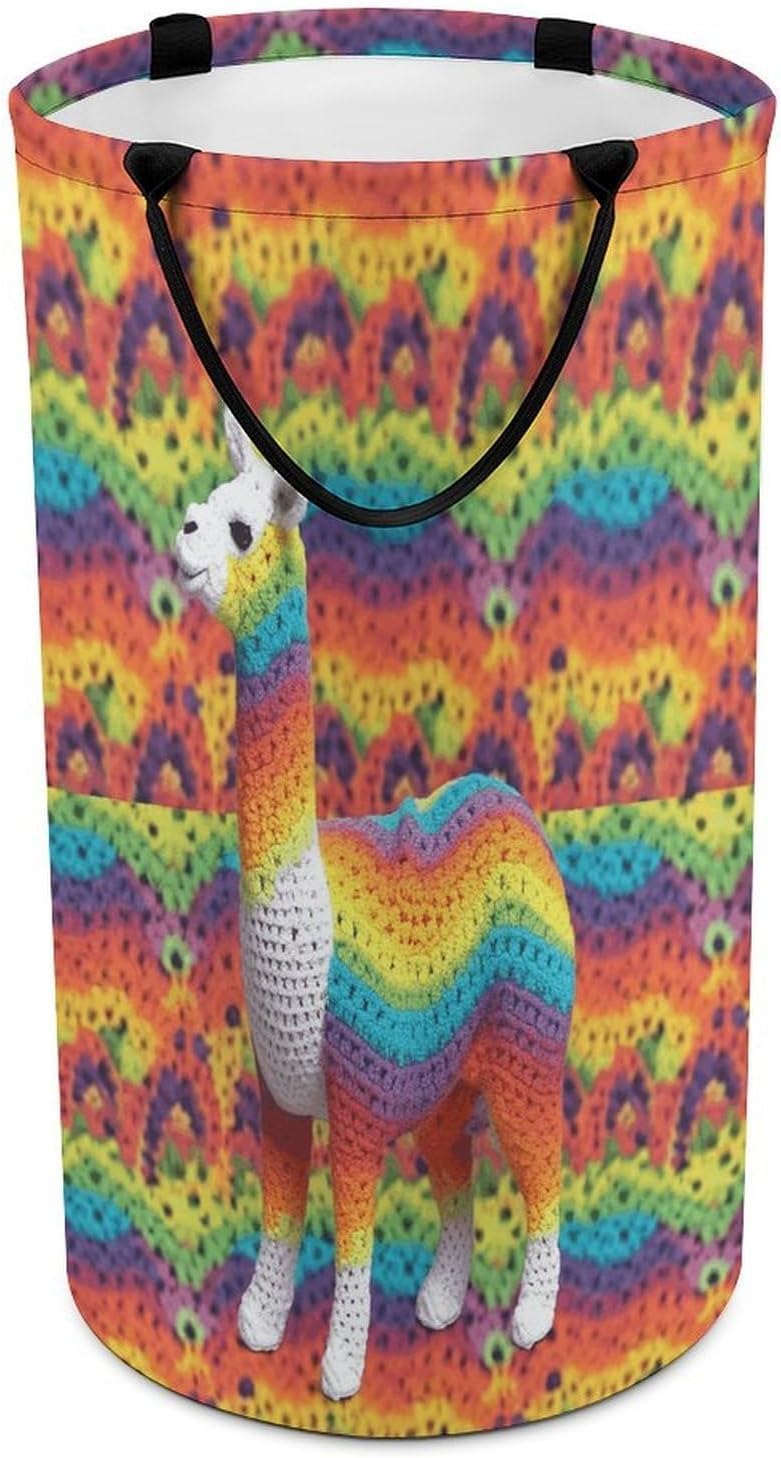 Rainbow Camel PatternLaundry Hamper - Large Dirty Clothes Bag.Storage Basket for Easy Carry Handles. Large Clothes Basket with Handles, Clothing Storage Bucket Toy Organizer for Bathroom Bedroom Dorm