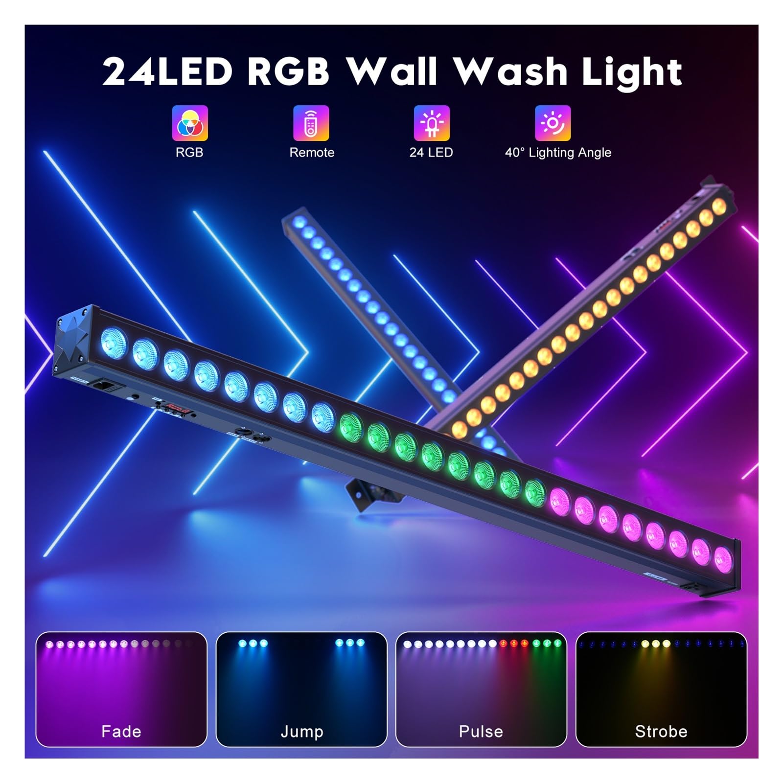 Światła dyskotekowe 2 szt. 60 W RGB 24LED Wall Wash Light Bar z em DMX Stage Light Bar na wesele, kościół, muzykę, taniec, DJ, imprezę
