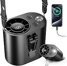 Portable Waist Fan,10 Speeds Personal Fan Clip On Fans for Shirt,10000mAh Rechargeable Neck Fans With LED Display, 3 Lights Mode Wearable Belt Fans for Men Women Gifts Outdoor, Camping, Travel, Beach