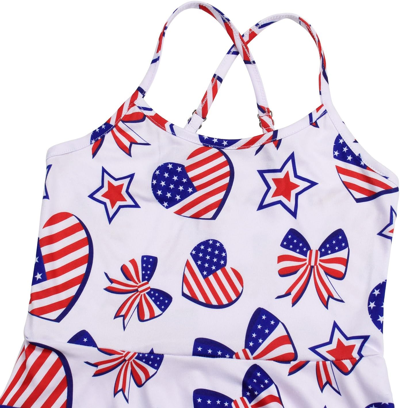 ガールズ サマー キャミ ドレス ユニコーン スパゲッティストラップドレス 愛国心が強い7月4日 アメリカ国旗ドレス