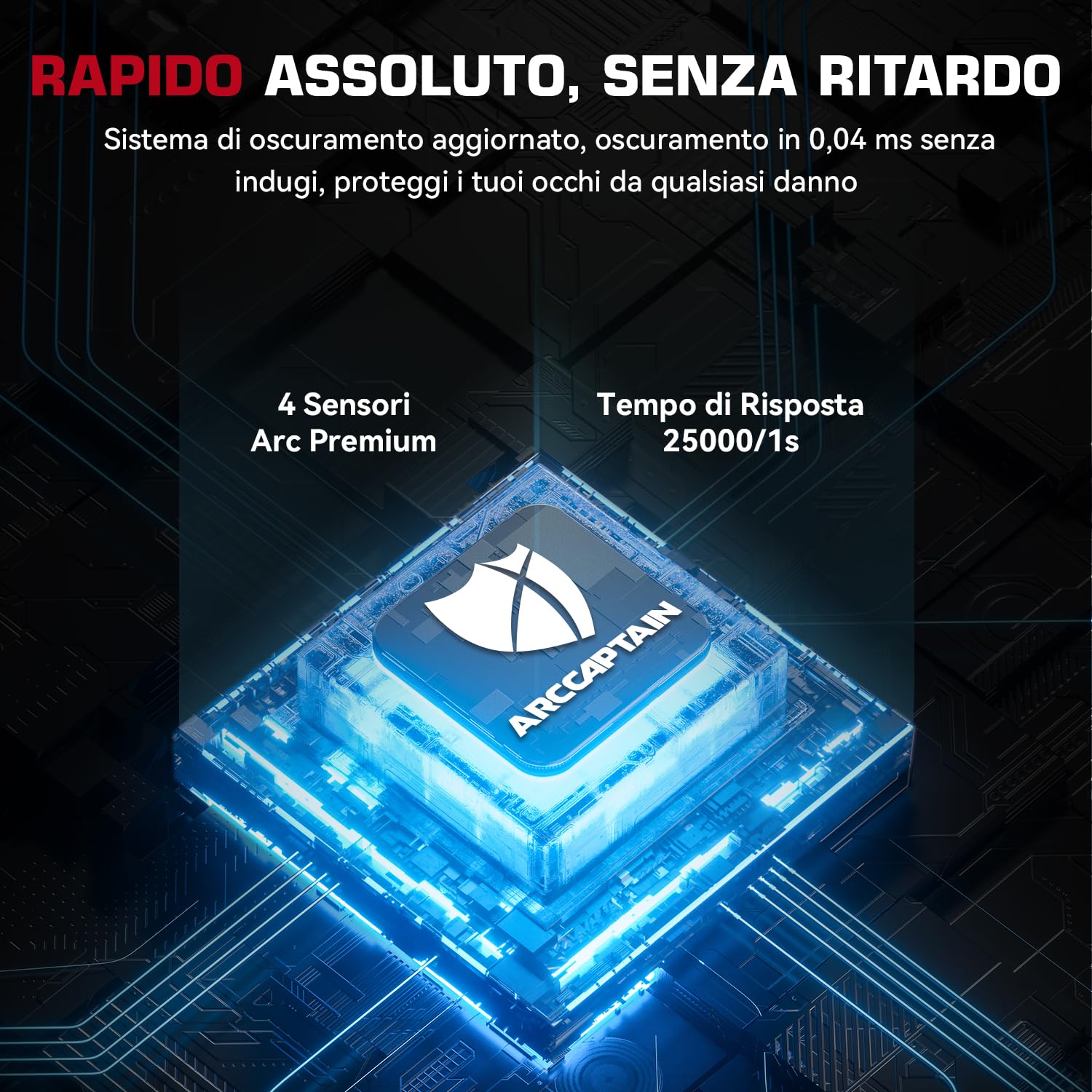 ARCCAPTAIN Maschera Saldatura Autoscurante, 100 x 93 mm, Con Ampio Campo Visivo, Real Colour Completamente Automatico, con Casco per Saldatura, Colore Vero, Ombra Larga 4/9-13 per MIG, TIG, ARC