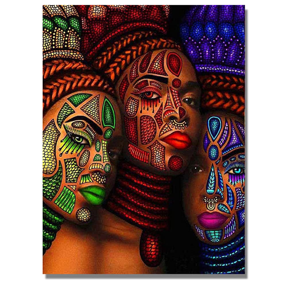 5D Diamond Painting Set – DIY Diamantbild 'Afrikanische Frau', 50x100 Cm, Rundbohrer, Voller Strass