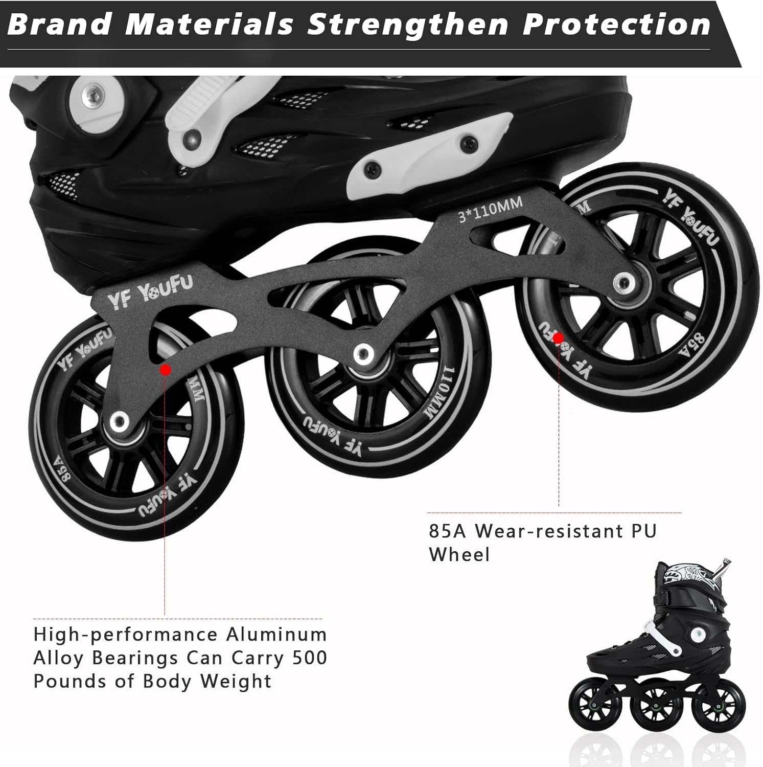 2PCSInline Speed Racing Skates - 4 Wheels + 3 Wheels High Performance Outdoor Roller Skates for Women,Men Fitness Inline Skates for Adult and Youth,Black-White : Sports & Outdoors