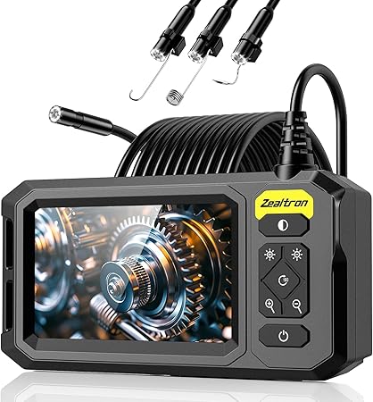 Borescope with Light, 1920P HD Endoscope Inspection Camera with 4.3" IPS Screen, 8mm Lens IP67 Waterproof with 8 LEDs, 16.5ft Semi-Rigid Snake Camera for Automotive Pipe Inspection