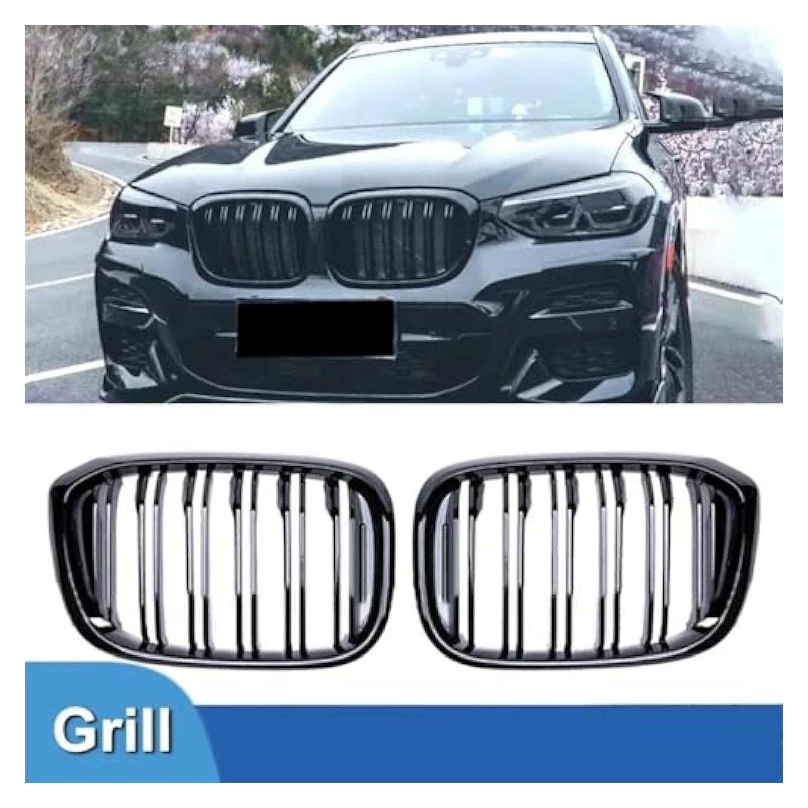 Für X3 X4 G01 G02 G08 2018 2019 2020 Auto-Frontgrill Renngrills Motorhaube Nieren-Stoßstangengitter Doppellamellengrill Vorderer Nierengrill Front Nierengrill Grills(B)