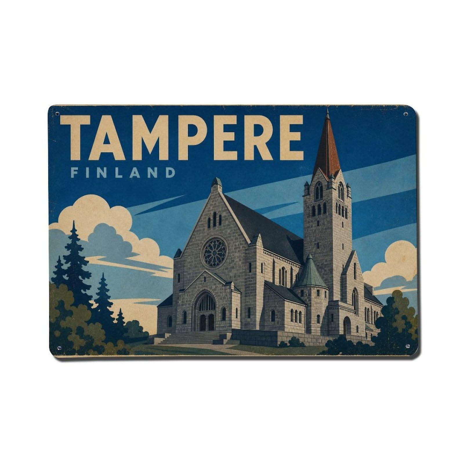 Retro Travel Finland Tampere Metal Tin Sign