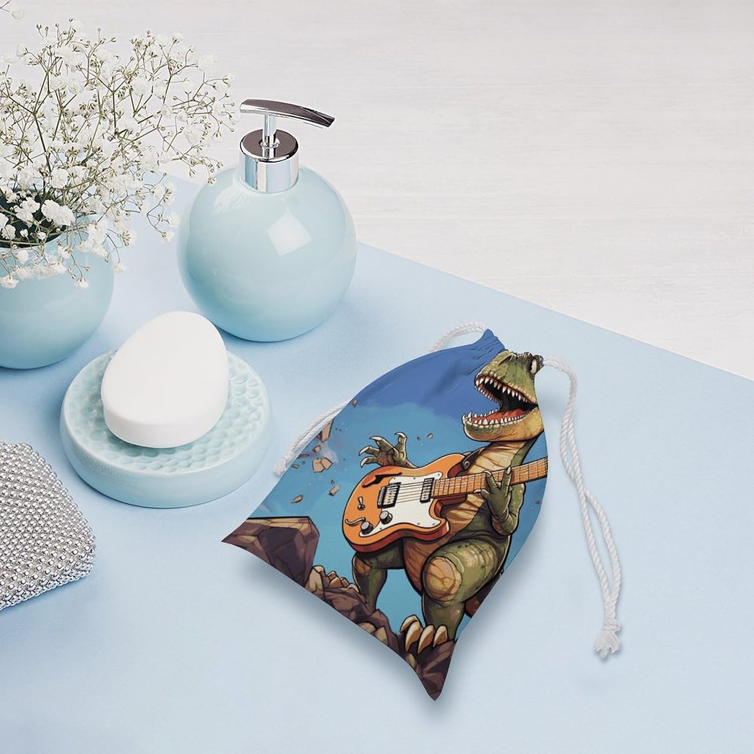 Storage Bags Makeup Bag Reusable Bags Toy Dinosaur Playing Guitar Printed Bag Toiletry Organizer Multipurpose Bags Suitable Cosmetics Headphones Jewelry image 5