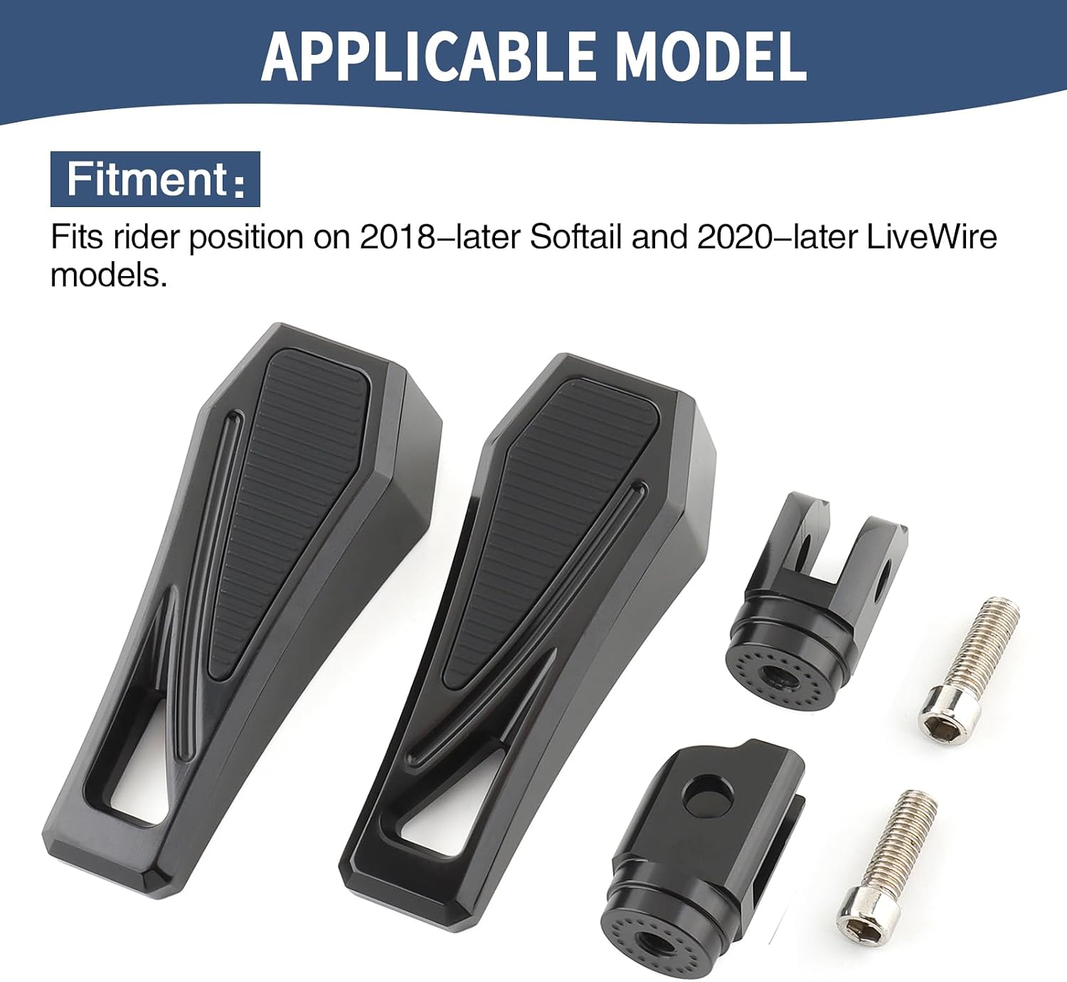 Phantom Front Foot Pegs Motorcycle Footrests Pedals for Harley 2018-later Softail Fat Boy FLSB Street Bob FXBB Breakout FXLRS Fat Bob Low Rider FXLR Softail Slim FLHSC 114 (Black)