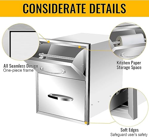 Miniatura 53 de Cajón individual para cocina al aire libre, 14 pulgadas de ancho x 8.5 pulgadas de alto x 23 pulgadas de profundidad, cajones de acceso de acero