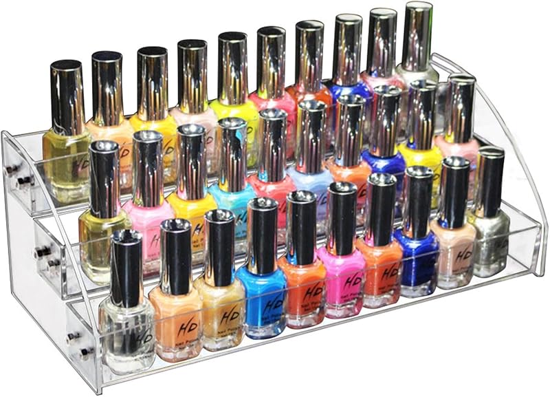 Organizador de Esmaltes Vornetil em Acrílico Transparente, Suporte Trapezoidal com 3 Níveis