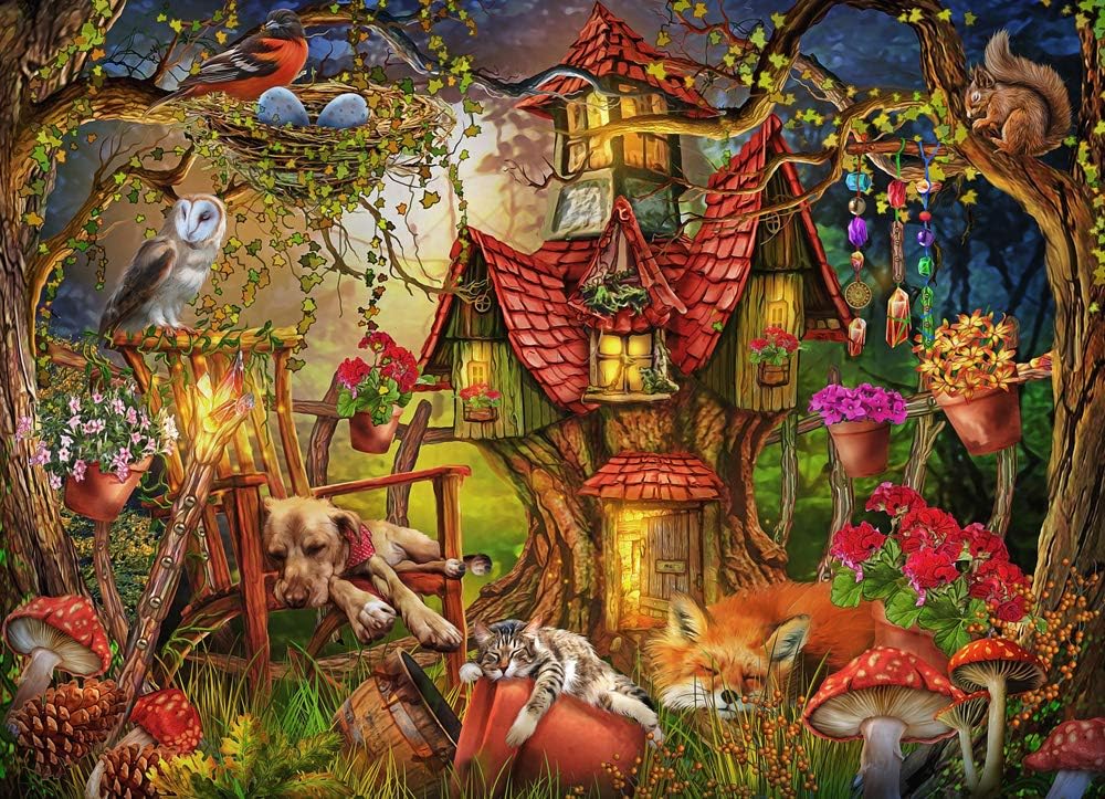 Vermont Christmas Company Sleepy Time Jigsaw Puzzle - Fully Interlocking & Randomly Shaped 1000 Piece Jigsaw Puzzles for Adults - Durable Adult Jigsaw Puzzles for The Whole Family (26 5/8" x 19 1/4")
