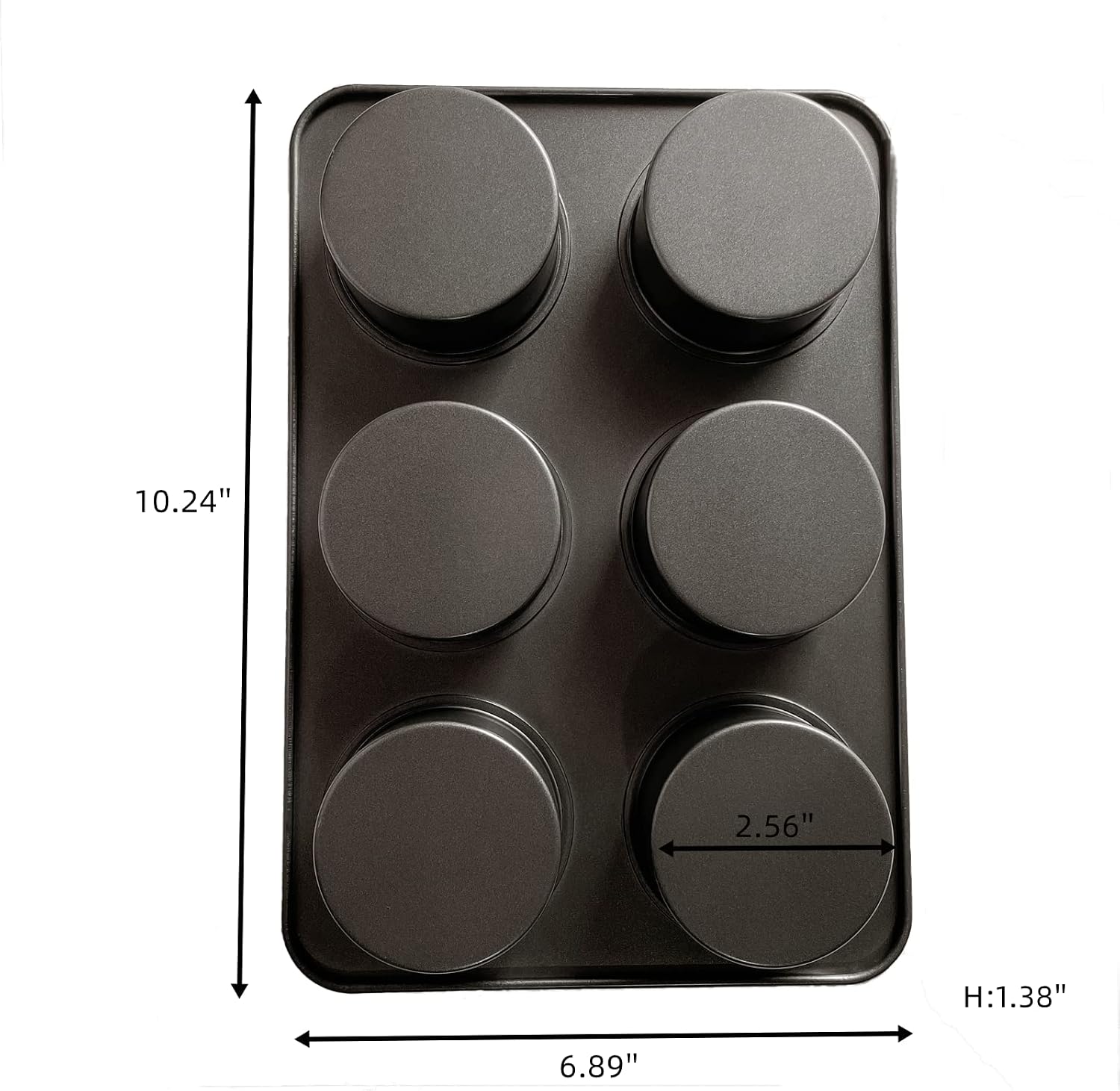 6 Cup Straight Edge 2.6 inch Muffin Cupcake Pan Nonstick Whoopie Pie Egg Frittata Cornbread Quiche Cheesecake Biscuit Cake Baking Tin Tray Mold for Toaster Oven Air Fryer