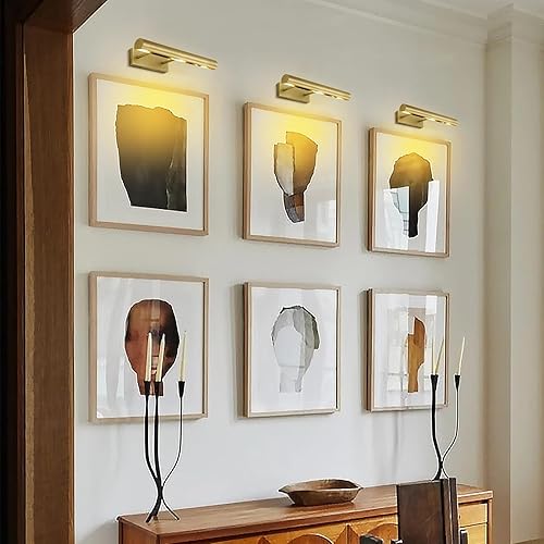 Miniatura 6 de Luz de Imagen, luces de imagen de latón de 18 pulgadas para pared, luces de imagen cepilladas en oro con cableado incorporado, luces de arte