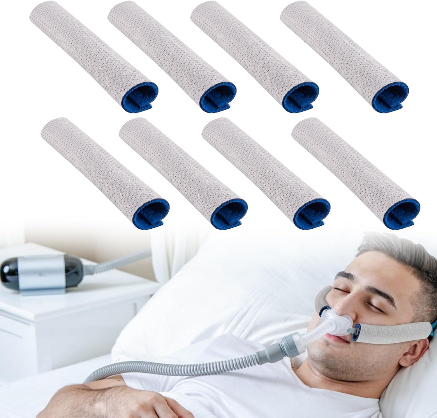 8 Packs Mask Strap Covers, Breathable Strap Cushions for Most Headgear Strap Pressure Relief Universal Face Cushions Pad for Better Sleep - Double Sided Design