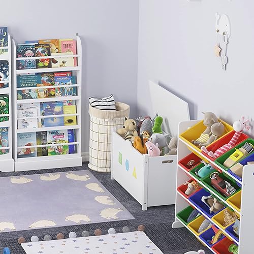 Miniatura 4 de Banco de almacenamiento blanco baúl de almacenamiento con tapa superior abatible 2 bisagras de seguridad y mango de ranura baúl de almacenamiento