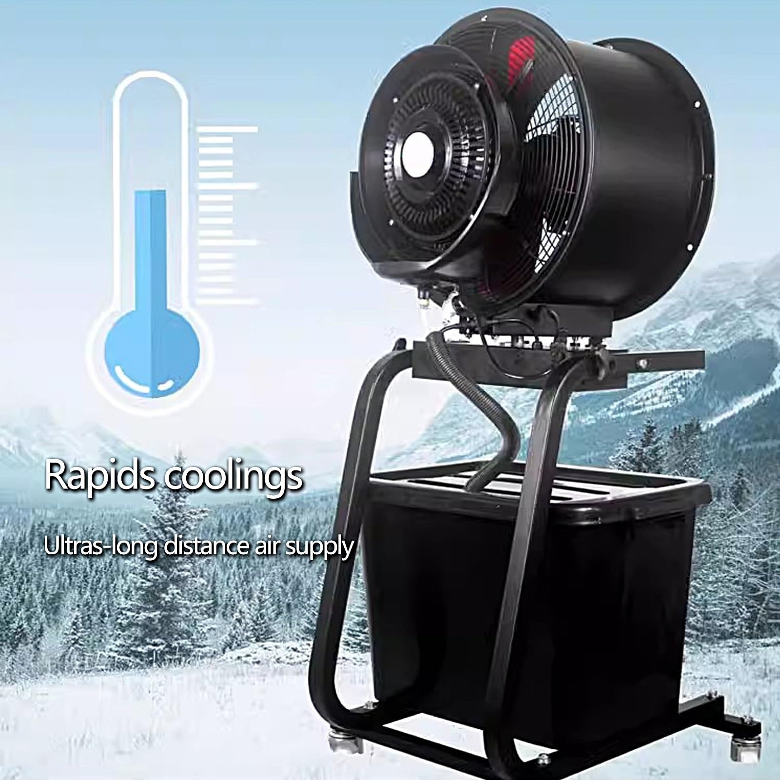 42 Litri Umidificatore Industriale con 4 Pale del Ventilatore in Acciaio Inossidabile, Umidificatore a Nebbia Fredda da 300W, Raffreddamento e Umidificazione