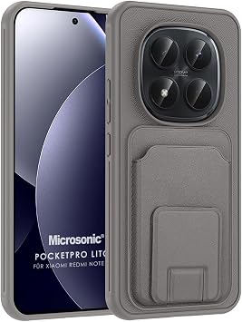 Microsonic Xiaomi Poco M8 Pro için Kılıf PocketPro Litchi Gri [Poco M8 Pro ile Uyumlu Kılıf - Gri]