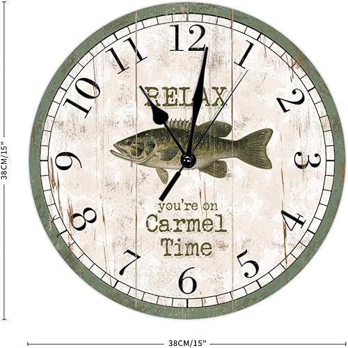 Miniatura 2 de Relax You're On Time - Reloj de pared decorativo personalizado de 15 pulgadas, relojes redondos de boca pequeña, decoración de playa, océano,