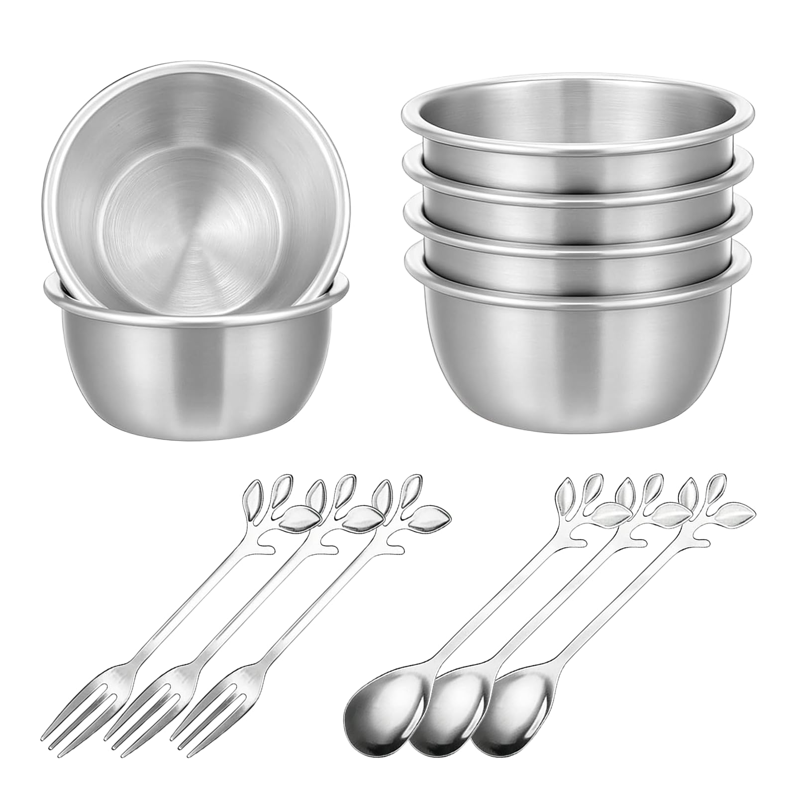 LCFVOFU 6Pcs Small Sauce Pots, Stainless Steel Dipping Bowls, 50ML Dip Bowls, Silver Sauce Cups for Tomato Sauce, Salad Dressing, Honey, Condiment, Cheese Powder