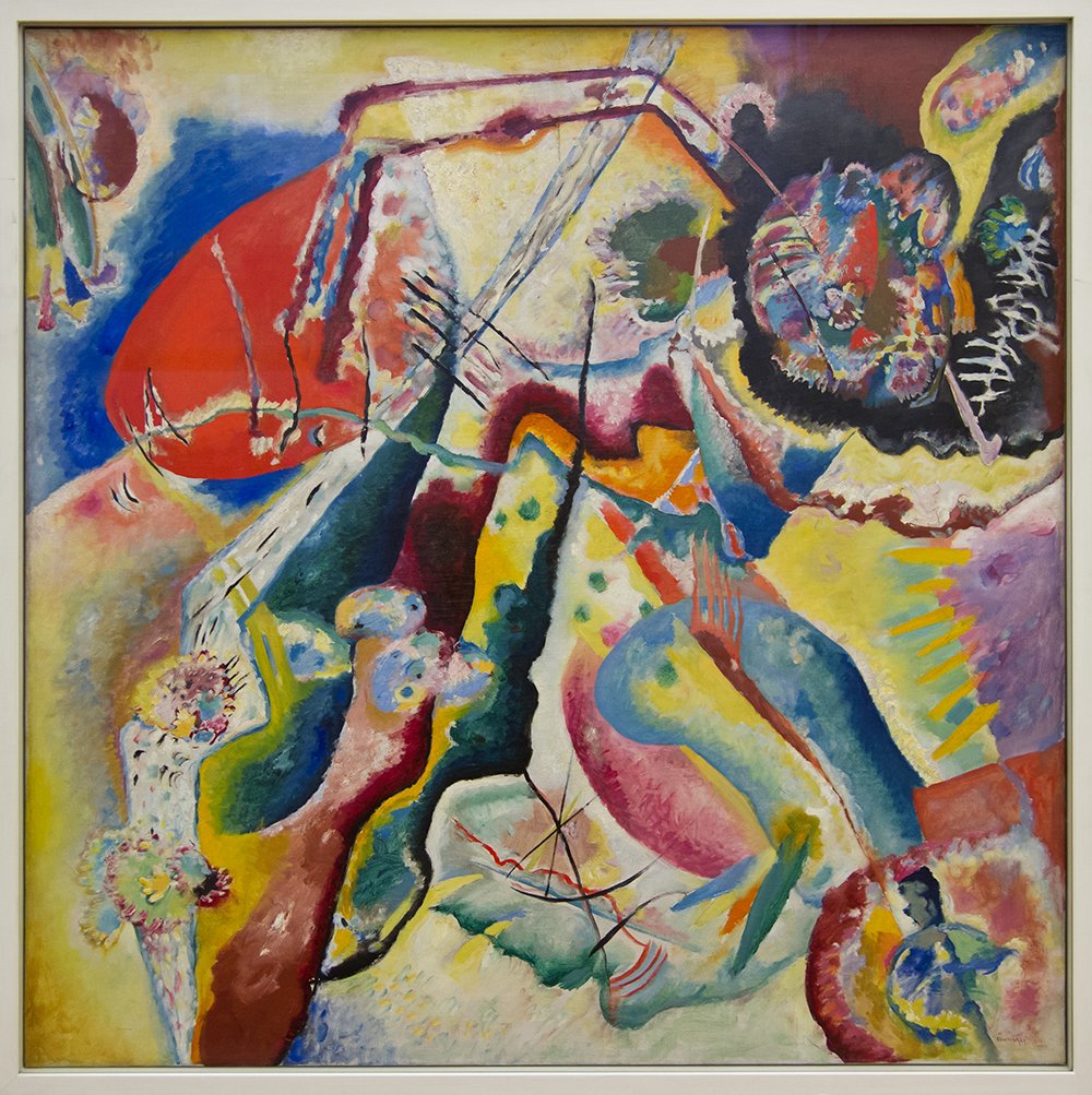 Impression Kandinsky Bild mit rotem Fleck finition premium semi-gloss XXL