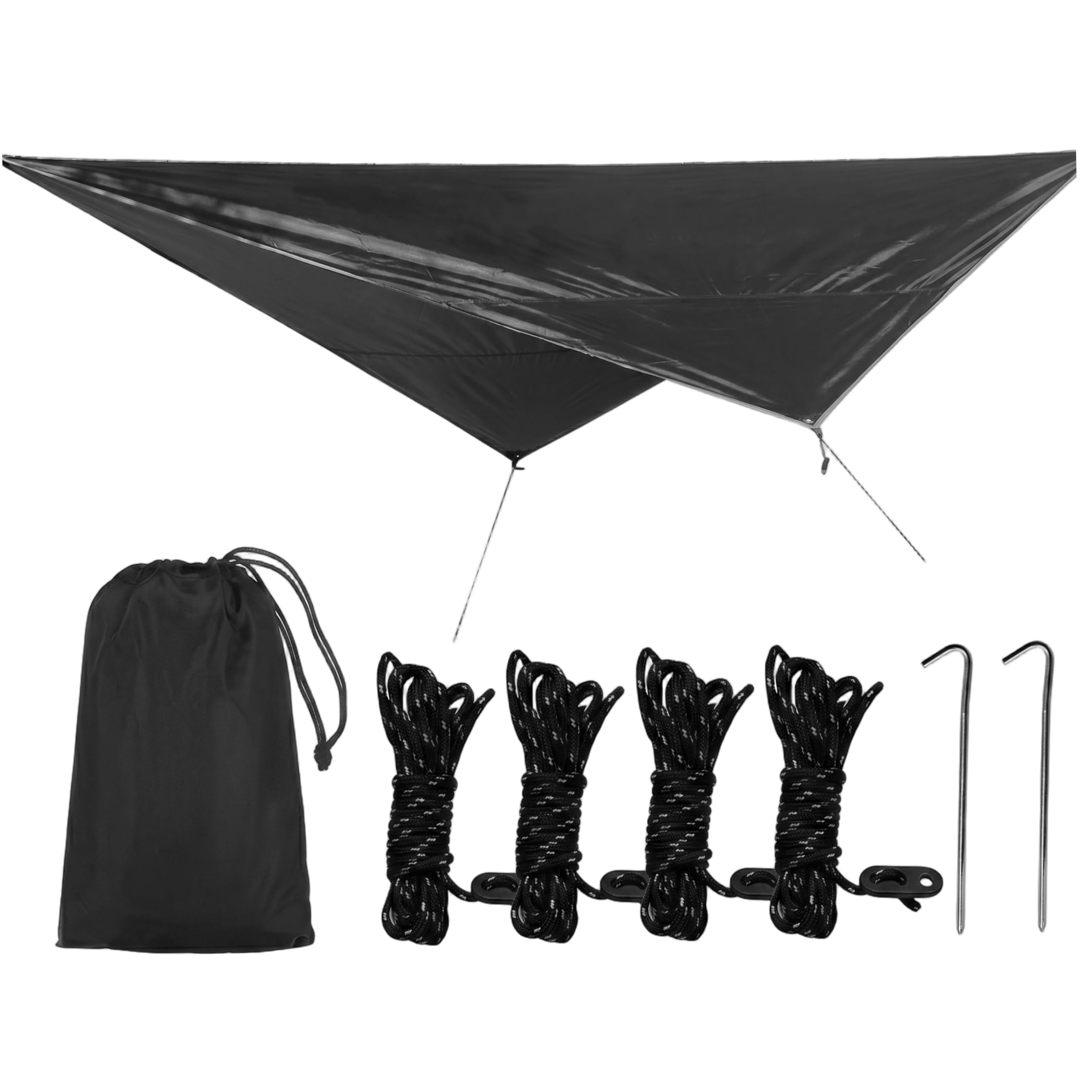 Camping Tent Tarps Sun-protective Tent Tarp, 210D Oxford Cloth Outdoor Camping Shade Shelter, Black, 125.98x98.43inch, Tarp