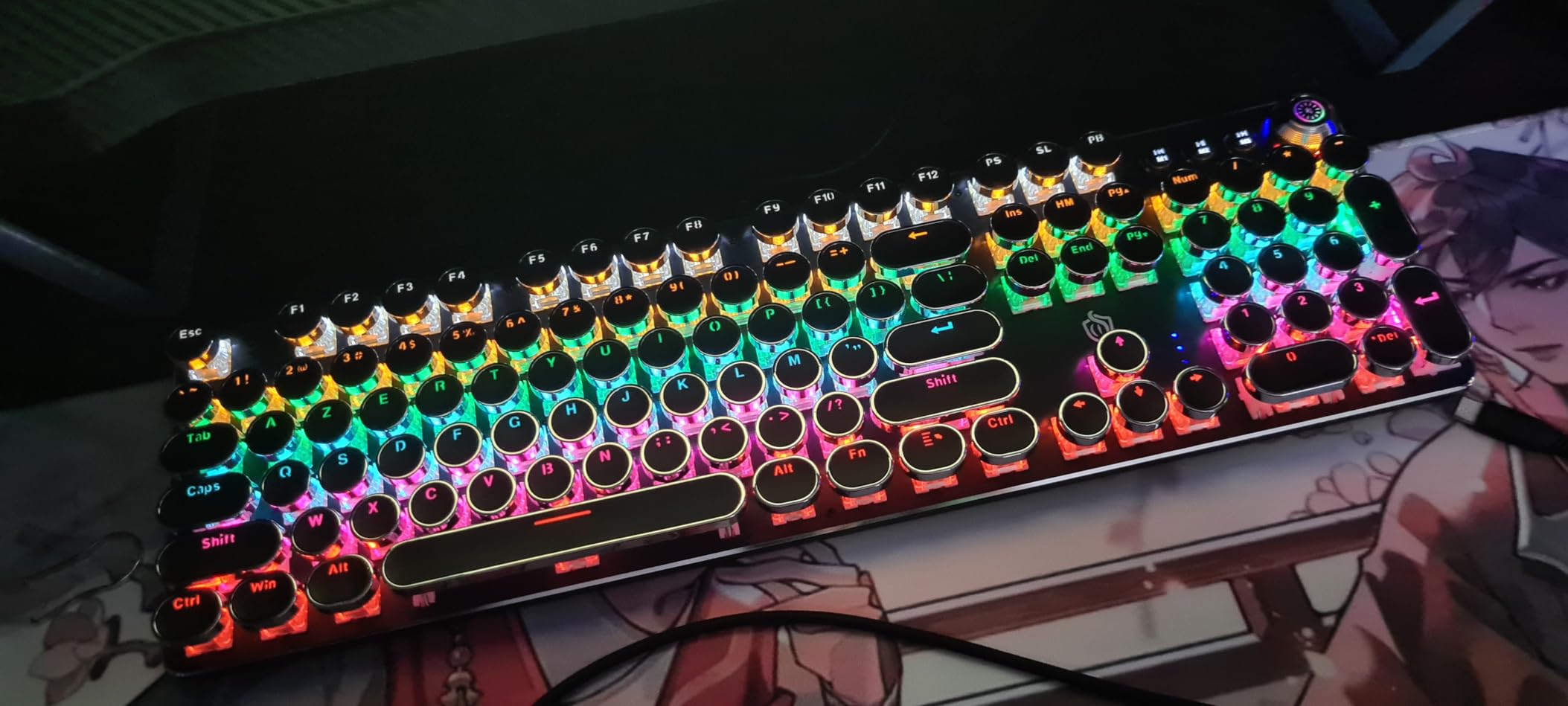 1x3 Keyboard Led ZDawnn Typewriter Style Mechanical Gaming Keyboard.LED Rainbow Backlit ...