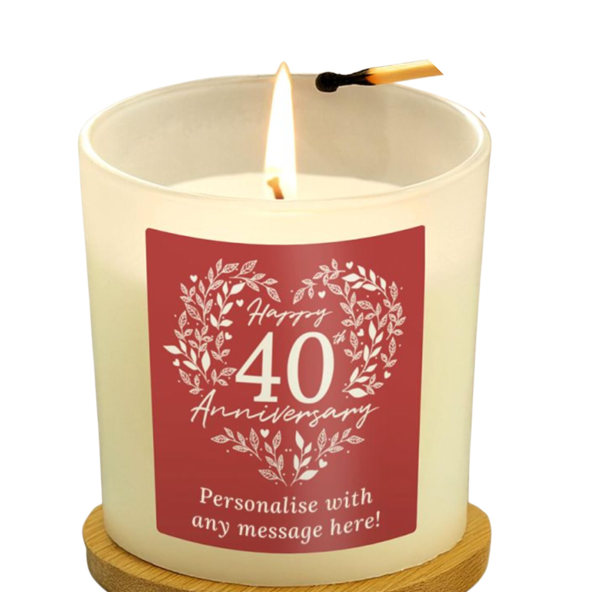 Caleli Gifts White Ruby Anniversary Candle. Personalised 40Th Ruby Wedding Anniversary Candle Jar.