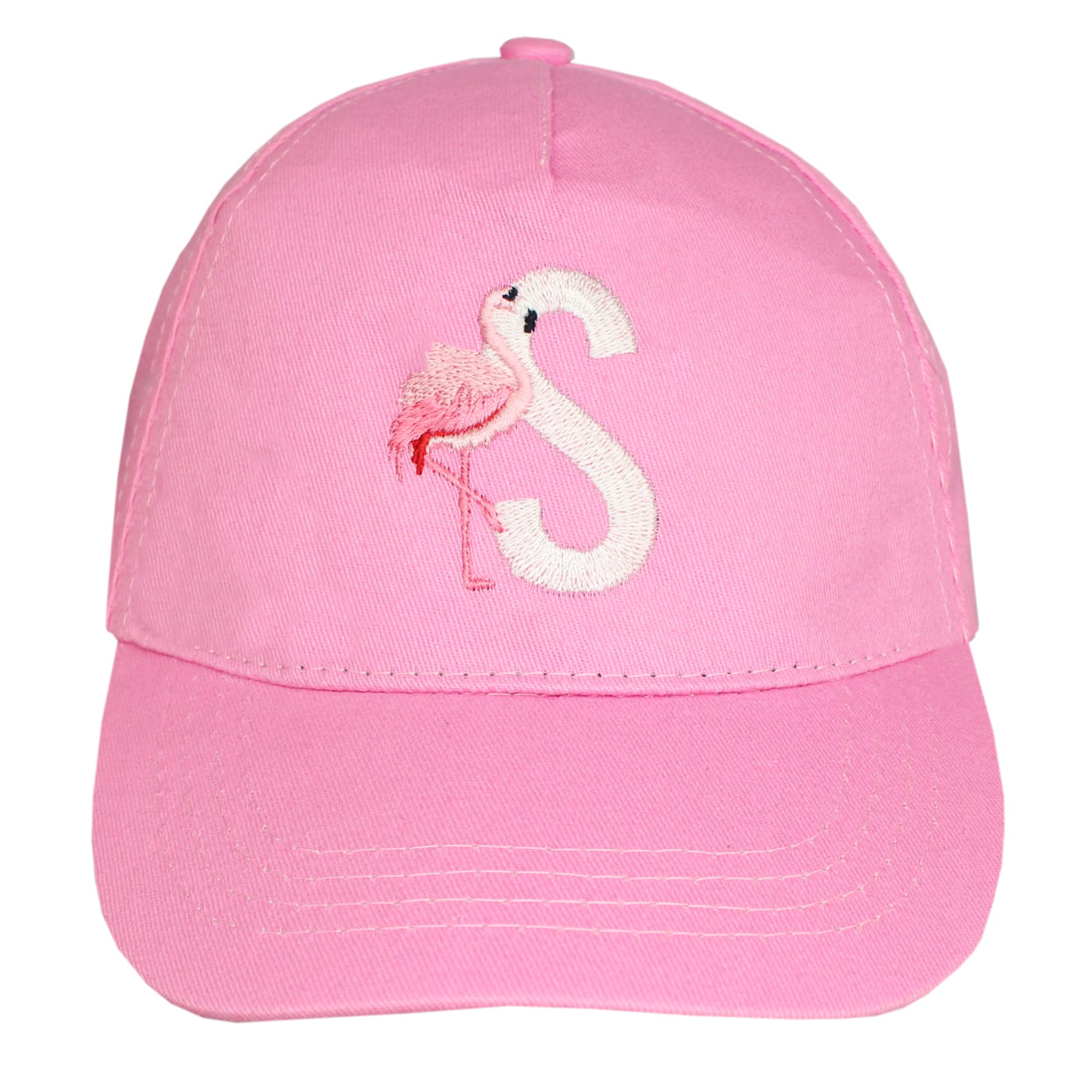 TeddyTs Personalised Children's Pink Flamingo Initial Design Baseball Cap (5-10 Years)