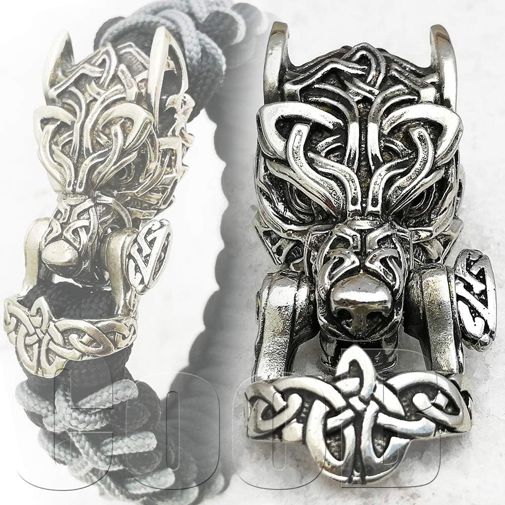 CooB EDC Metal Hand Casted Paracord Shackle Buckle Clasp Animals Collection for Paracord Bracelet Bracelets Making 1Pcs/Lot (Celtic Wolf Fenrir Silver)