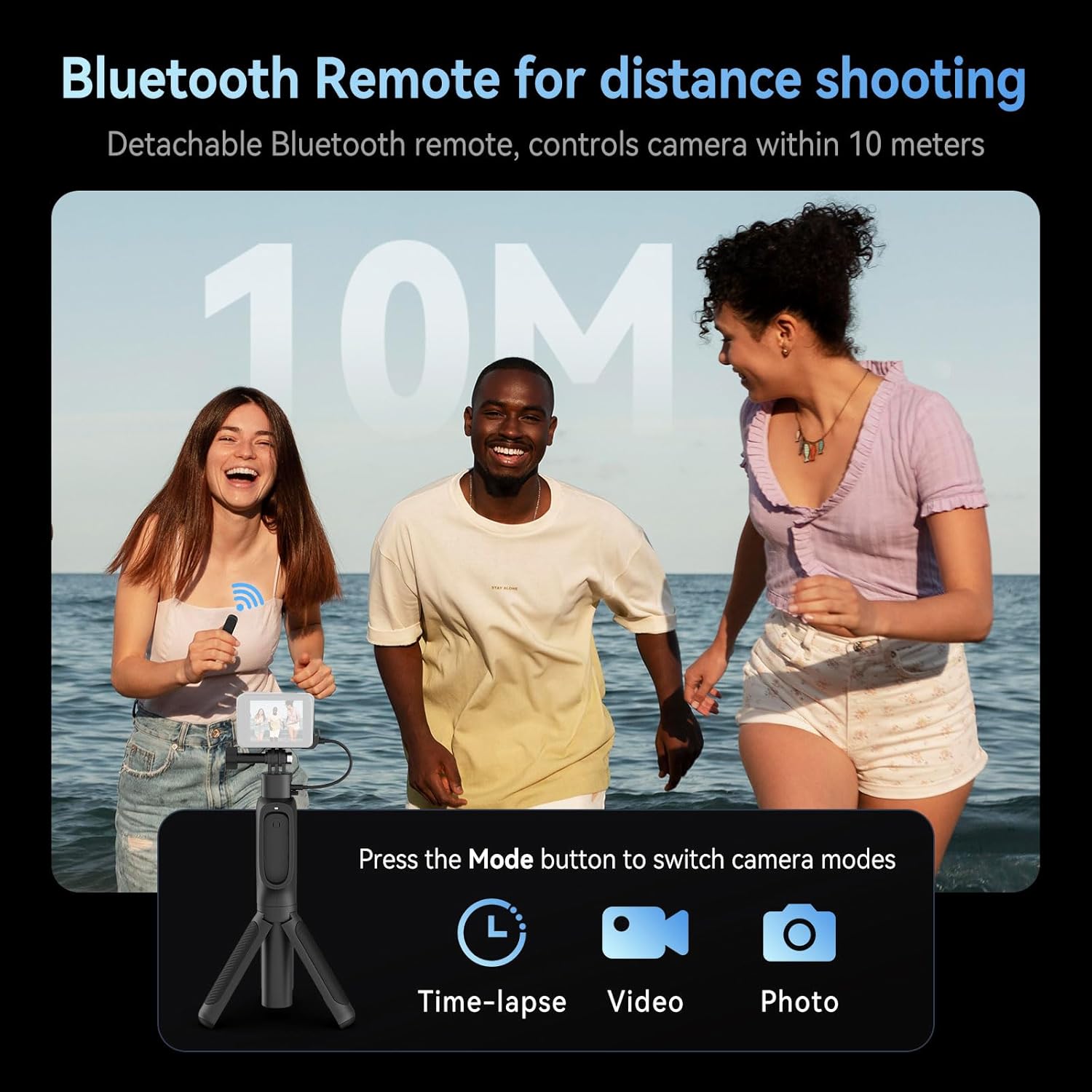 Selfie Stick with Remote Control, 17.7" Extendable Power Grip Tripod Monopod Pole, Portable Charger Handle Compatible with GoPro Hero 13/12/11/10/9/8/Max, Action Camera Accessories