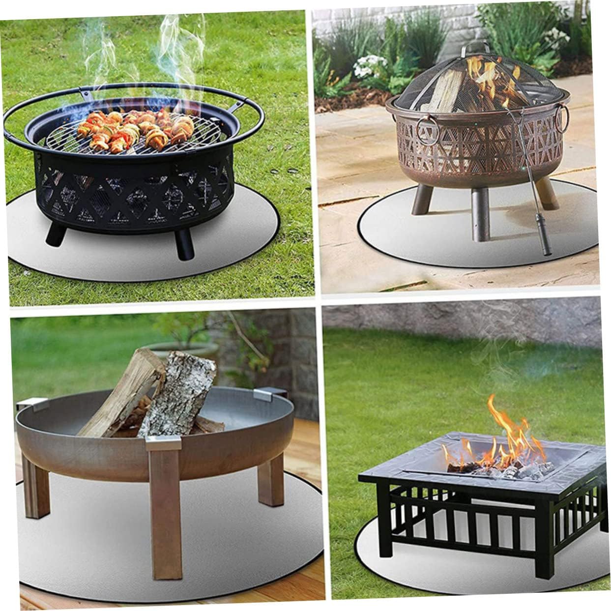 Fire Pit Floor Protector Mat Double-Sided Fire-Resistant Camping Pad for Grass Concrete Patio BBQ Grill Supply Portable Lightweight Outdoor Heat Shield